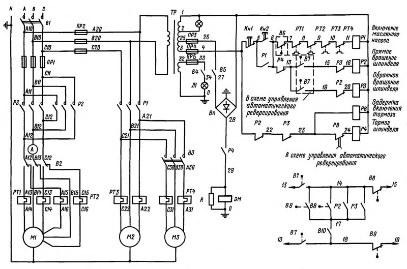 Електрична схема токарно-гвинторізного верстата 1Е61ВМ, 1Е61ВМ С1Е61ПМ, С1Е61ВМ Схема електрична токарно-гвинторізного верстата 1Е61ВМ, 1Е61ВМ С1Е61ПМ, С1Е61ВМ